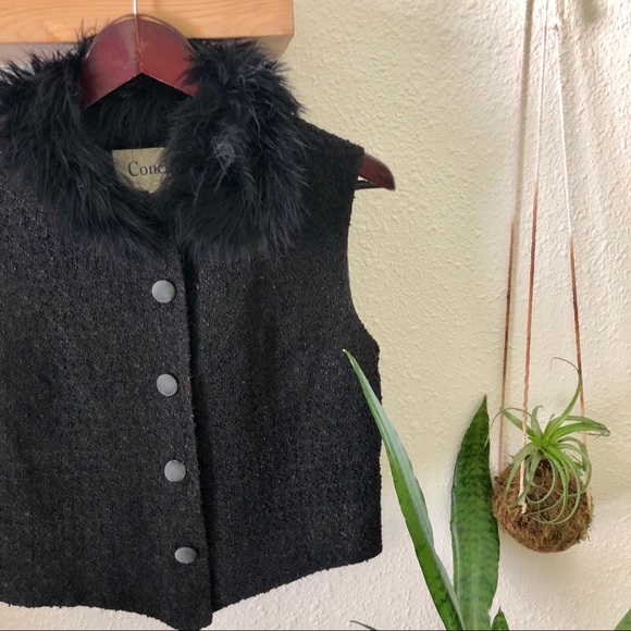 Amazing vintage fur collar vest - Picture 2 of 8